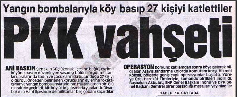 pkk'nın çevrimli köyü katliamı